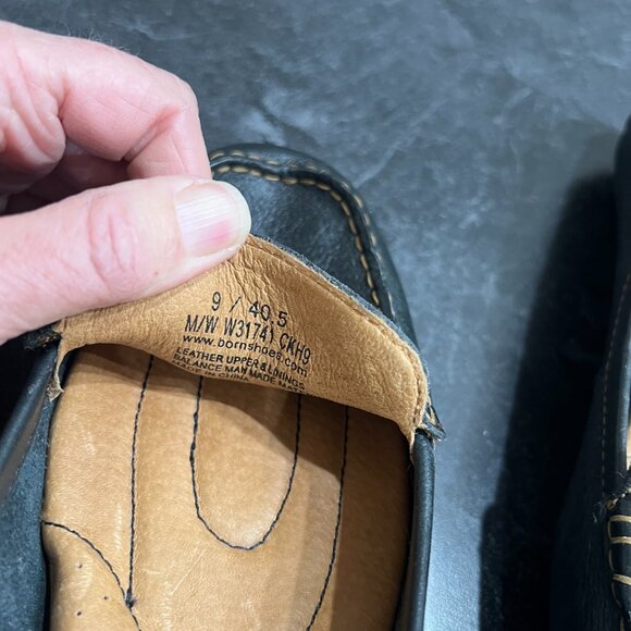 Born W 9 Slip On Classic Style Leather Driving Moccasin Loafers Comfort Black - Picture 8 of 9